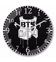 Bts Logo  Duvar Saati Bombeli Gercek Cam