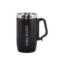İsme Özel Kulplu Çelik Termos Bardak Siyah 240 ML (Siyah)