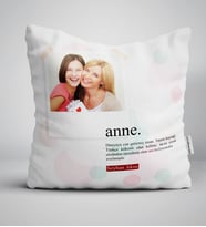 BK Gift Kişiye Özel Fotoğraflı Anne Anlamı Yastık-1 (Beyaz)