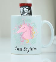 Kişiye Özel Kupa Bardak Unicorn Desenli - Nescafe Hediyeli
