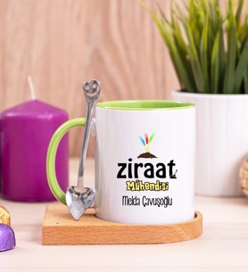 Ziraat Mühendisi Ahşap Altlıklı Yeşil Kupa Bardak