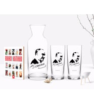 BK Gift Kişiye Özel Renkli Baskılı Atatürk Temalı İkili Rakı Bardağı Karaf ve Cep Kitabı Hediye Seti-26 (Model 1)