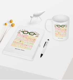 BK Gift Kişiye Özel Öğretmen Sözleri Temalı Beyaz Defter Kalem Kupa Seti - 2