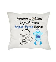Biresimden Yenidoğan Hediyesi Teyzem Bekar Erkek Bebek İsimli Yastık