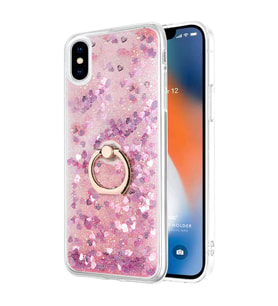 Microsonic Apple iPhone XS Max Kılıf Glitter Liquid Holder Pembe