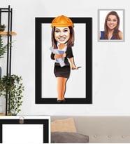 Kişiye Özel Mühendis Karikatürlü 3D Ahşap Tablo 30x47 Bayan-1