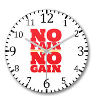 No Pain No Gain Duvar Saati Bombeli Gercek Cam