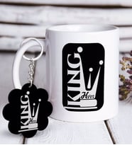 BK Gift Kişiye Özel King Beyaz Kupa ve Anahtarlık Hediye Seti (Model 1)