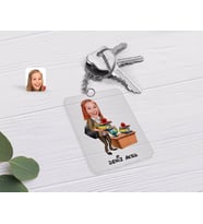 BK Gift Kişiye Özel Kadın Öğretmen Karikatürlü Şeffaf Pleksi Anahtarlık-4 (Beyaz)