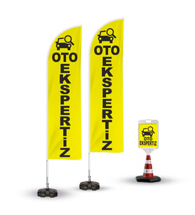 Expertiz Temalı  2 Adet Yelken Bayrak,1 Adet Reklam Duba Paketi