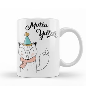 Sevimli Tilki İle Mutlu Yıllar Kupa Bardak Porselen
