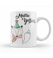 Sevimli Tilki İle Mutlu Yıllar Kupa Bardak Porselen