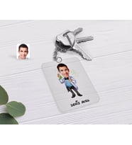 BK Gift Kişiye Özel Erkek Kimya Öğretmeni Karikatürlü Şeffaf Pleksi Anahtarlık-3 (Beyaz)