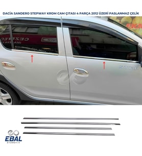 Dacia Sandero Stepway Krom Cam Çıtası 4 prç. 2012 ve üzeri P.Çelik