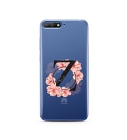 Pembe Çiçekli Harf Tasarım Süper Şeffaf Silikon Telefon Kılıfı Huawei Y6 2018 Z-