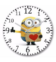 Minion   Duvar   Saati Bombeli Gercek Cam