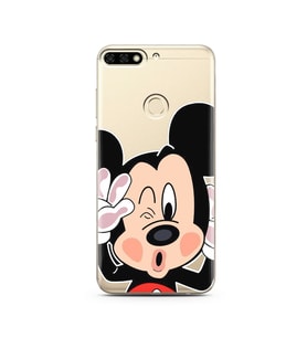 Mickey Tasarımlı Süper Şeffaf Silikon Telefon Kılıfı Huawei Honor 7c-Y7 (2018)