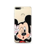 Mickey Tasarımlı Süper Şeffaf Silikon Telefon Kılıfı Huawei Honor 7c-Y7 (2018)