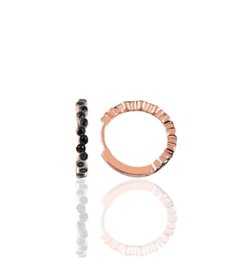 Söğütlü Silver Gümüş rose 17 mm siyah sıra taşlı halka küpe