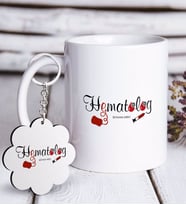 BK Gift Kişiye Özel Mesleki Hematolog Beyaz Kupa ve Anahtarlık Hediye Seti (Model 1)