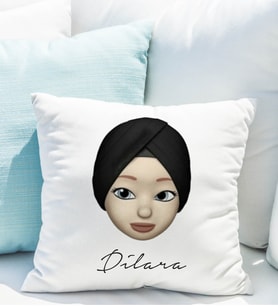 Emoji Kız Tesettürlü Stiker Yastığı Kişiye Özel