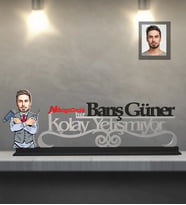 Kişiye Özel Berber Karikatürlü Kolay Yetişmiyor Ahşap Biblo Bay-1