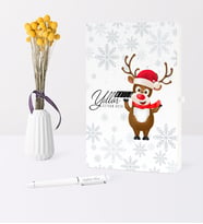 BK Gift Kişiye Özel Yılbaşı Mutlu Yıllar Temalı Beyaz Defter Kalem Seti - 11