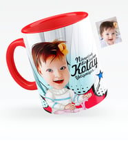 BK Gift Kişiye Özel Bebek Karikatürlü Kırmızı Kupa Bardak  3