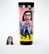 BK Gift Kişiye Özel Bayan Diş Hekimi Karikatürlü Çelik Termos Bardak  1