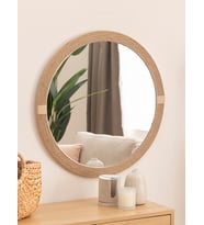 Dfn Wood Jut Halatlı Yuvarlak Dekoratif Duvar Salon Banyo Aynası