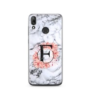 Mermer Çiçekli Harf Tasarım Süper Şeffaf Silikon Telefon Kılıfı Huawei Y7 2019 F