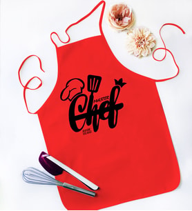 BK Gift Kişiye Özel Chef Kırmızı Mutfak Önlüğü  3