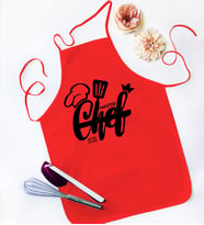 BK Gift Kişiye Özel Chef Kırmızı Mutfak Önlüğü  3
