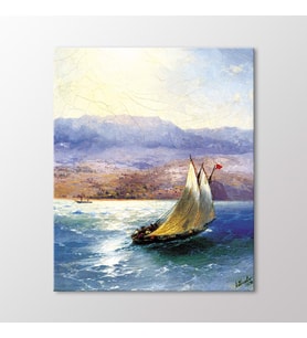 Arty Tablo Uzaklarda Abluka Sarayı-Kırım'da Yelkenli Mavna, 1890 Tablo (Karışık)