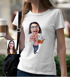 BK Gift Kişiye Özel Ev Hanımı Karikatür Beyaz Tişört  2