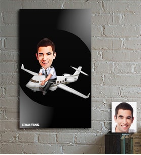 BK Gift Kişiye Özel Bay Kaptan Pilot Karikatür Ahşap Tablo - 1