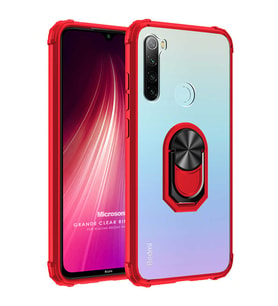 Microsonic Xiaomi Redmi Note 8 Kılıf Grande Clear Ring Holder Kırmızı