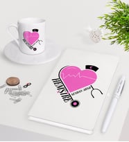 BK Gift Kişiye Özel Hemşire Beyaz Defter Kalem Türk Kahvesi Fincanı Seti-6 (Model 1)