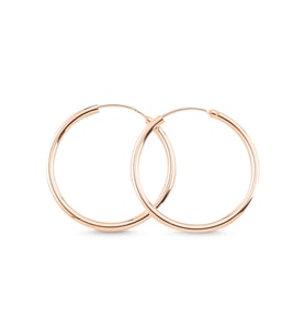Rose Kaplama 20mm Sade Halka Gümüş Küpe (Gümüş-Beyaz)