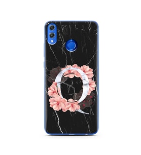 Mermer Çiçekli Harf Tasarım Süper Şeffaf Silikon Telefon Kılıfı Huawei Honor 8X 