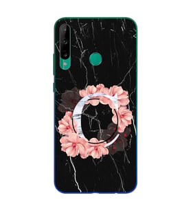 Mermer Çiçekli Harf Tasarım Süper Şeffaf Silikon Telefon Kılıfı Huawei P40 Lite 
