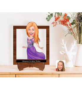 BK Gift Kişiye Özel Kadınlar Günü Dünyanın En Güzel Kadını Karikatürlü Ahşap Standlı 3D Biblo-31 (Beyaz)