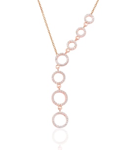 Söğütlü Silver Gümüş rose zirkon taşlı kayan halkalar kolye