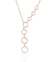 Söğütlü Silver Gümüş rose zirkon taşlı kayan halkalar kolye