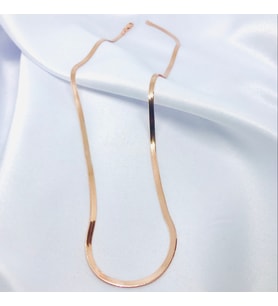 İtalyan Ezme Zincir Model Gümüş Kolye (Rose)