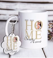 BK Gift Kişiye Özel Evim Güzel Evim Beyaz Kupa ve Anahtarlık Hediye Seti-1 (Model 1)
