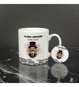 Makine Mühendisi Kupa Bardak ve Anahtarlık Set 004