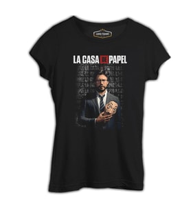La Casa De Papel - Prof Dali Siyah Kadın Tshirt