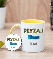 Peyzaj Mimarı Sarı Kupa Bardak Ve Anahtarlık Set