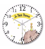 Le Petit Prince Küçük  Prens Duvar Saati Bombeli Gercek Cam